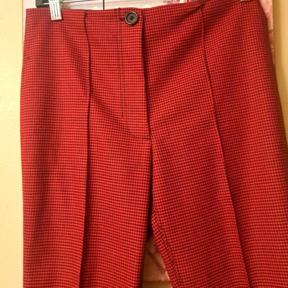Helmut Lang Red&Black Small Houndstooth Print Wool blend Pants. Sz4 EUC Like New - Picture 3 of 10
